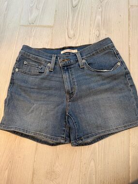 Levi's Medium Blue Denim Midi Jean Shorts